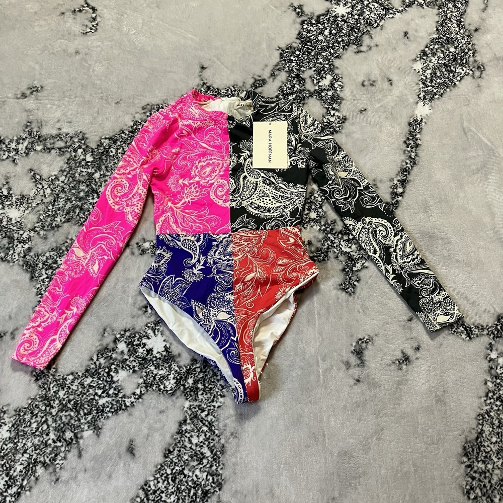 Mara Hoffman One Piece Reese XS Paisley Print Wetsuit Multicolor Long Sleeve